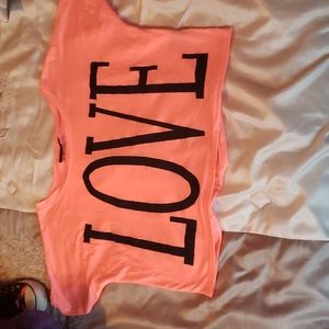 Ultra Flirt XL Bright Neon Pink Love Crop Top